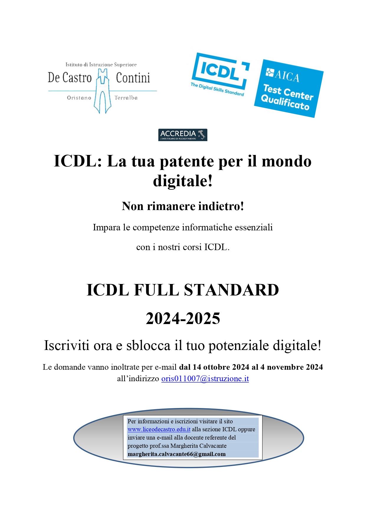 Corso in preparazione alla Patente Europea del Computer ICDL Full Standard A.S. 2024 2025