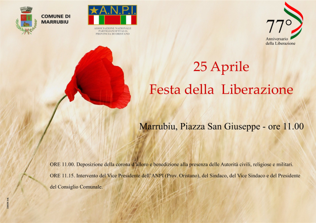 Ricorrenza del 77° anniversario della liberazione d’italia