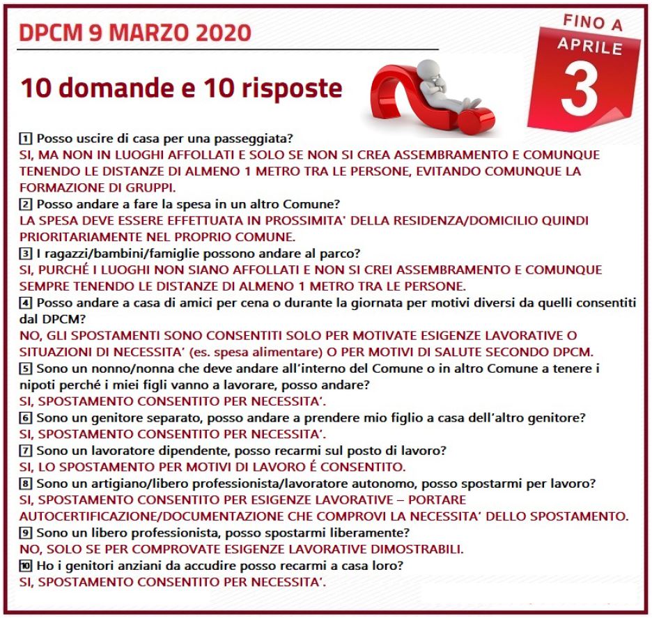 Misure di prevenzione covid-19 – guida alle misure del dpcm del 9 marzo.
