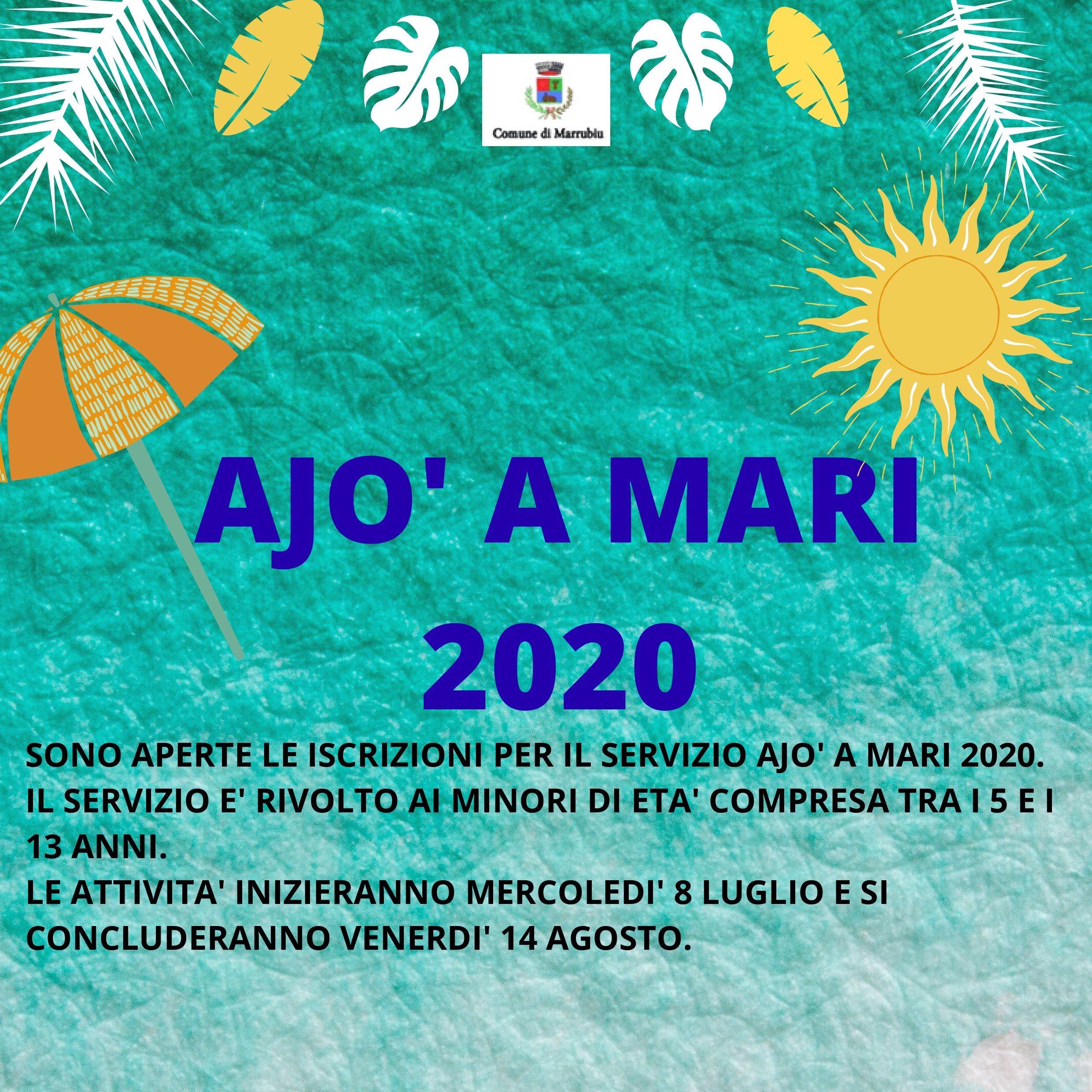 Servizio Ajò a mari 2020 - Iscrizioni